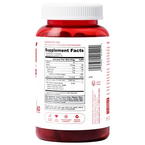 Goli Zero Sugar Trio- World's First 3-in-1 Pre, Post, Probiotic, Apple Cider Vinegar with Vitamin B12 and Probiotics, Ashwagandha & L-Theanine, Vitamin D gummies. Vegan, Gelatin & Gluten-Free, Non-GMO