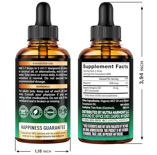 USDA Organic Oil of Oregano - Liquid Drops with Vitamin E - Made in USA - Supplement for Immune Support, Digestion Health & Antioxidant - Non-GMO, Natural, Vegan - As Pills, Capsules, Softgels 1 fl oz