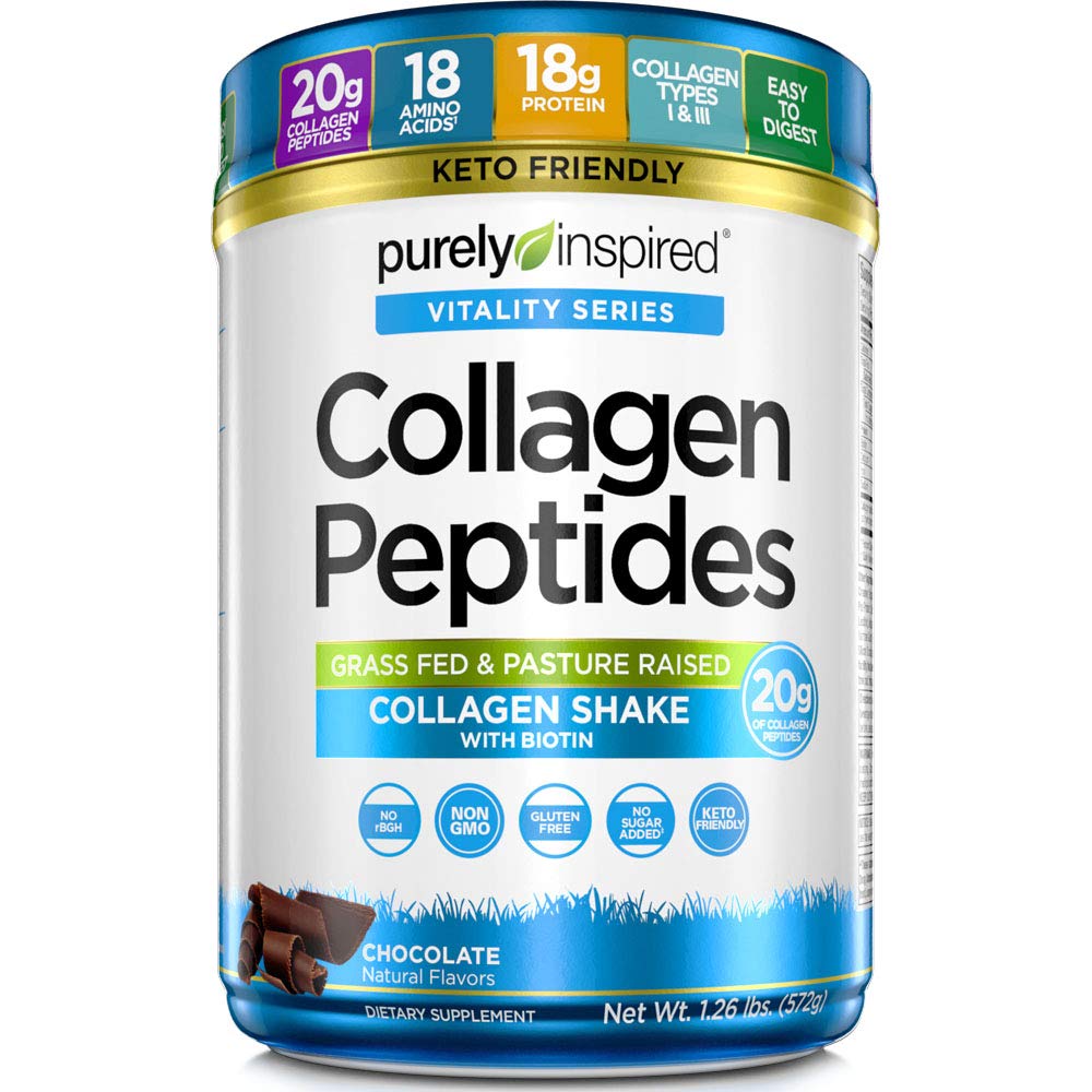 Purely Inspired Collagen Powder, Unflavored (20 Servings) - 20g Collagen Peptides Protein Powder for Women & Men - Grass-Fed & Pasture Raised - Gluten-Free, Paleo & Keto-Friendly Collagen Drink