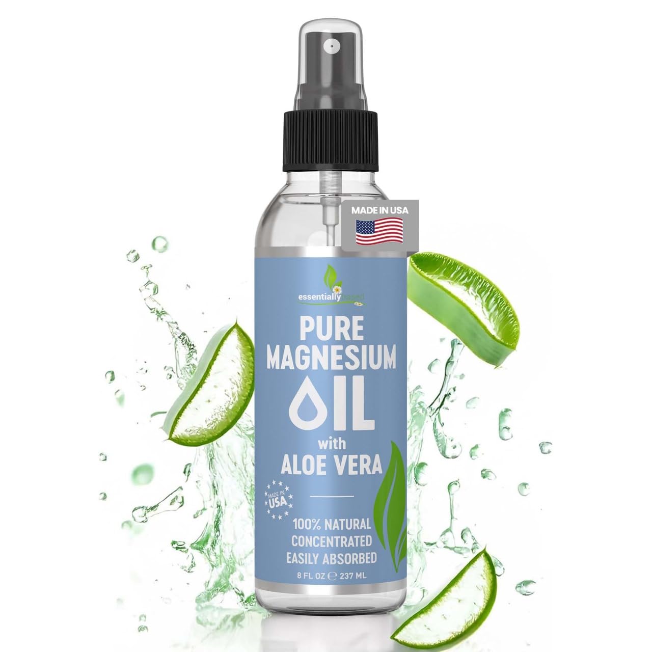 Pure Magnesium Oil Spray 12oz - Topical Magnesium Spray for Sleep Extra Strength - Less Sting - Less Itch - 100% Natural and Organic Oil - Made in USA