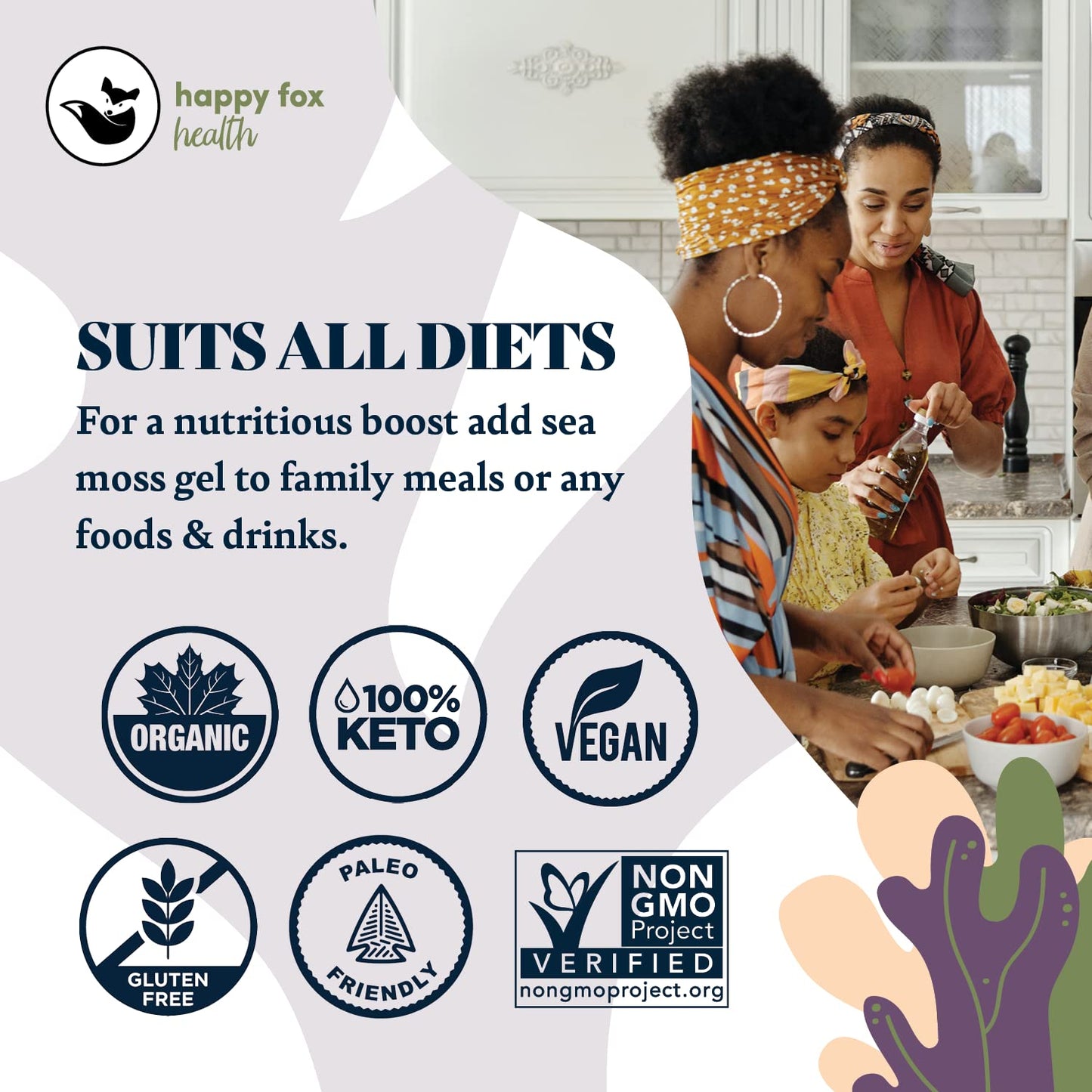 HAPPY FOX Organic Sea Moss Raw Gold - Makes 75oz of Seamoss Gel Rich in Vitamins & Minerals, Certified Non-GMO, Wildcrafted, Sundried Superfood - 100 gram Bag