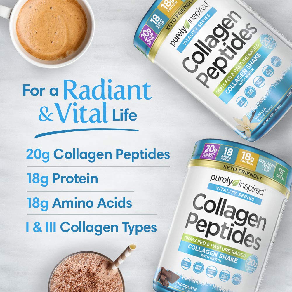 Purely Inspired Collagen Powder, Unflavored (20 Servings) - 20g Collagen Peptides Protein Powder for Women & Men - Grass-Fed & Pasture Raised - Gluten-Free, Paleo & Keto-Friendly Collagen Drink