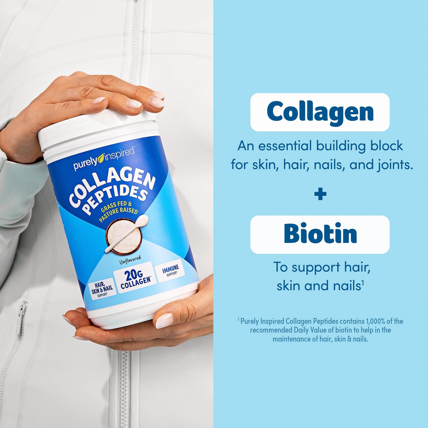 Purely Inspired Collagen Powder, Unflavored (20 Servings) - 20g Collagen Peptides Protein Powder for Women & Men - Grass-Fed & Pasture Raised - Gluten-Free, Paleo & Keto-Friendly Collagen Drink