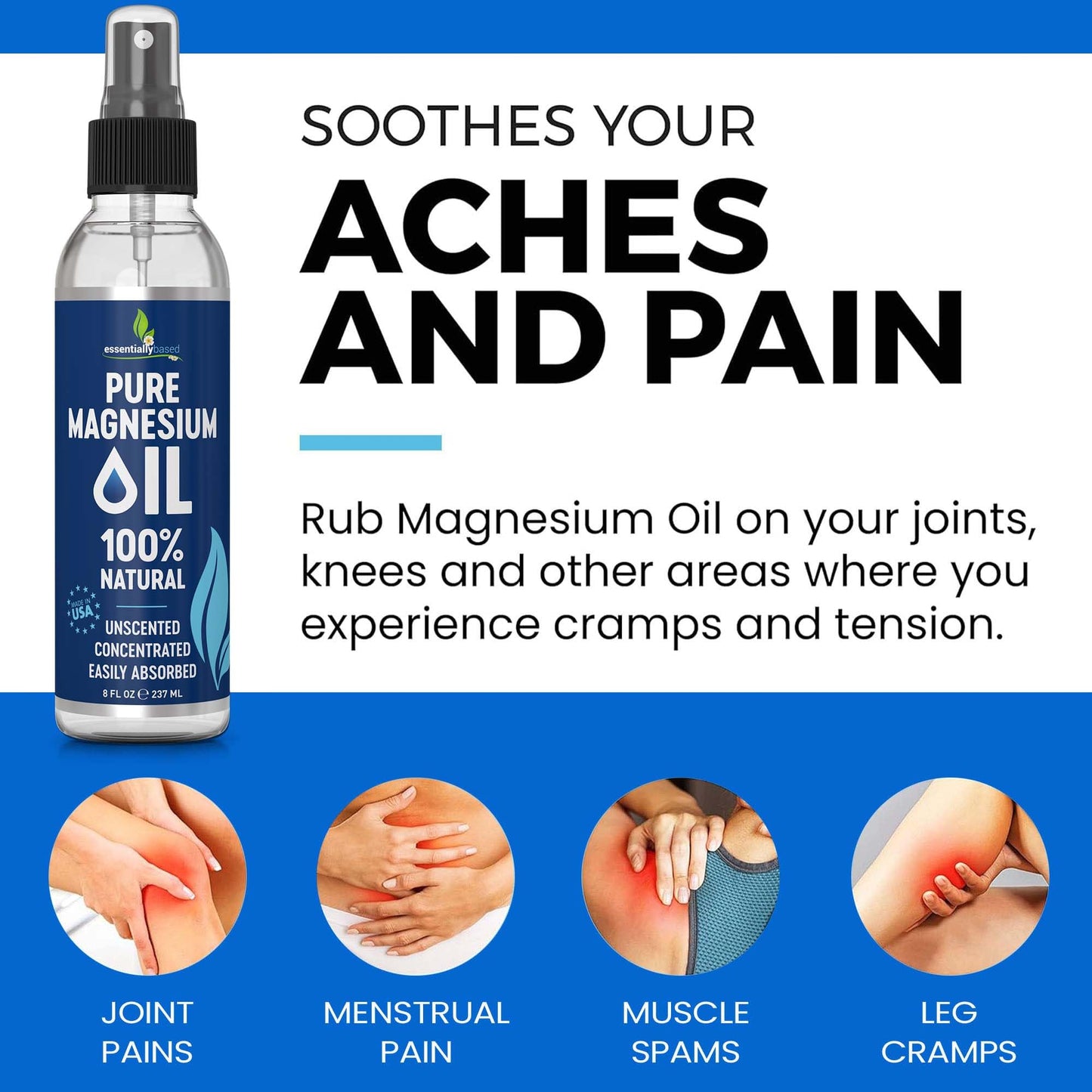 Pure Magnesium Oil Spray 12oz - Topical Magnesium Spray for Sleep Extra Strength - Less Sting - Less Itch - 100% Natural and Organic Oil - Made in USA