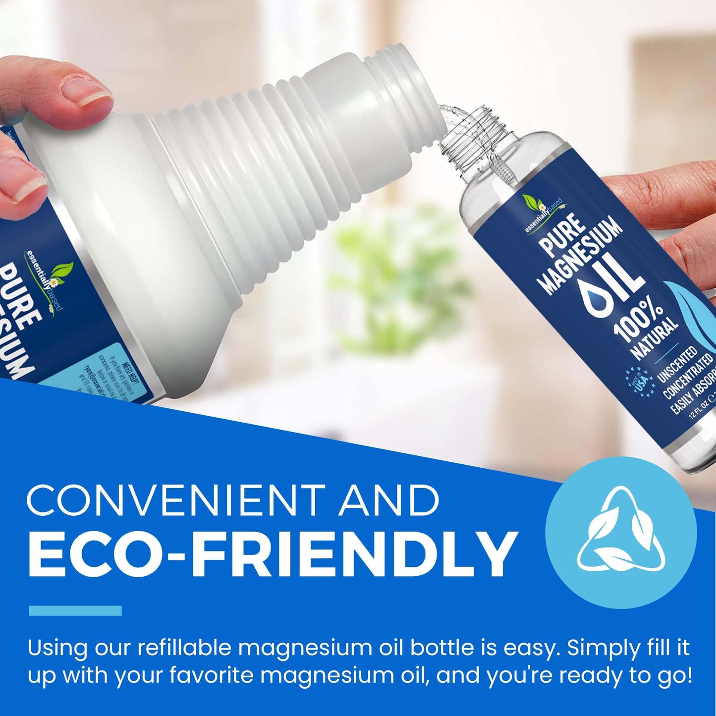 Pure Magnesium Oil Spray 12oz - Topical Magnesium Spray for Sleep Extra Strength - Less Sting - Less Itch - 100% Natural and Organic Oil - Made in USA