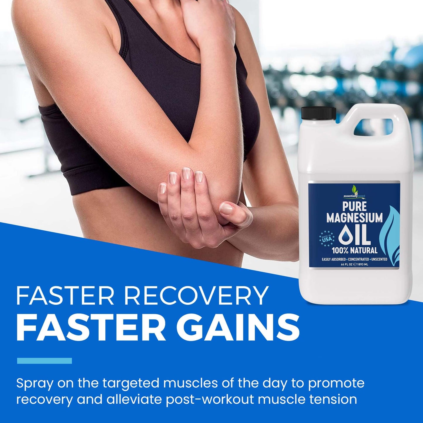 Pure Magnesium Oil Spray 12oz - Topical Magnesium Spray for Sleep Extra Strength - Less Sting - Less Itch - 100% Natural and Organic Oil - Made in USA