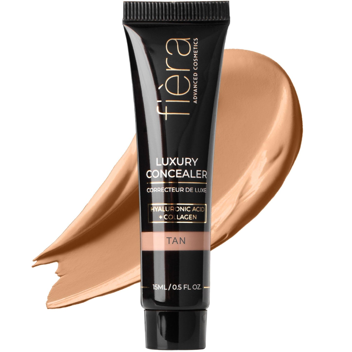 Fièra Luxury Concealer & Foundation with Anti-Aging Ingredients - Full Coverage for Dark Circles, Wrinkles, Fine Lines, and Spots, All-Day Wear For Mature Skin - Neutral Beige, 0.5 FL. OZ. / 15 ML