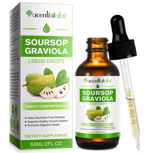 QJCWXIAOX Soursop Graviola Liquid Drop, Nature Soursop Extract Liquid for Cell Support & Regeneration, Immunity, Liver & Antioxidant, Easy to Absorption, 2 Fl Oz