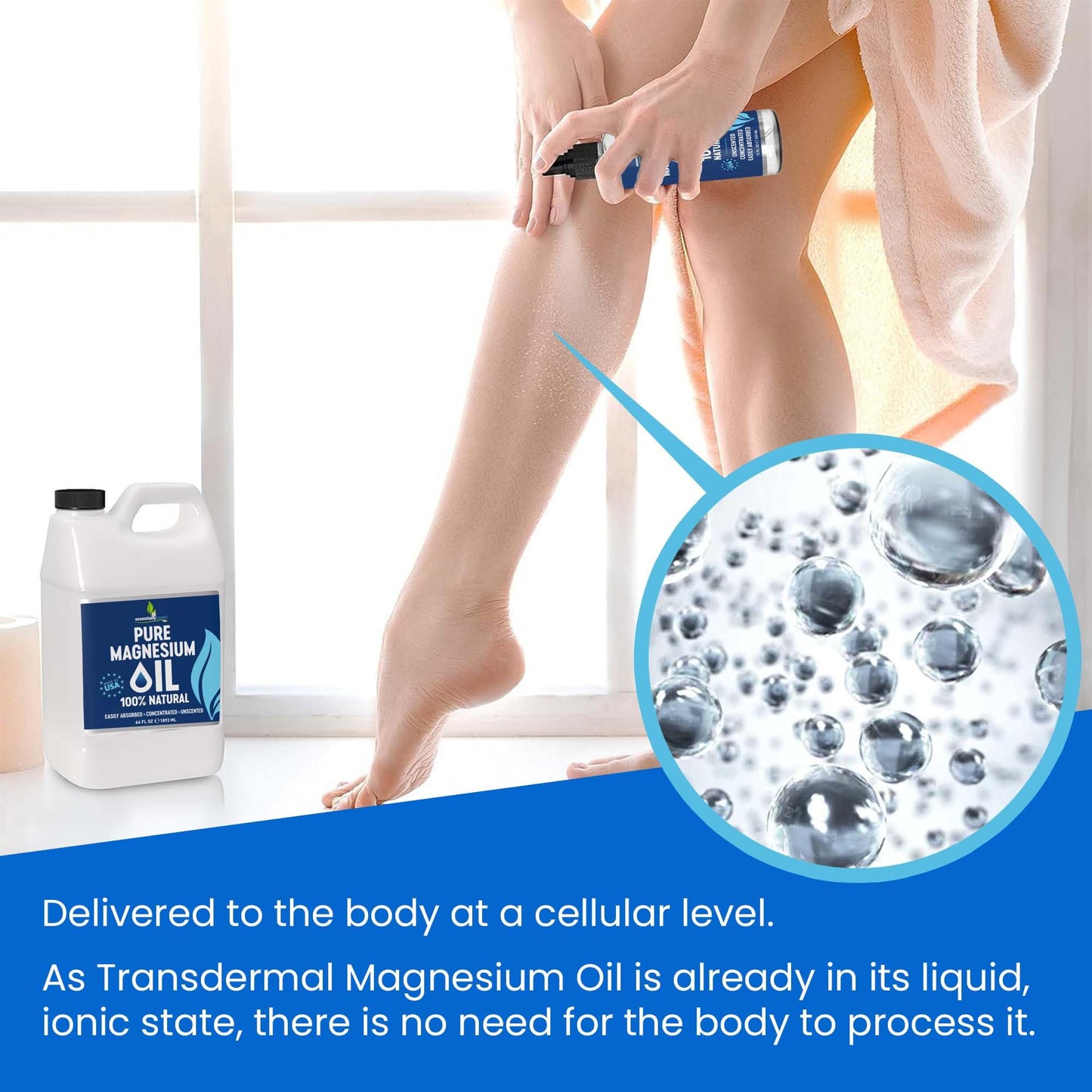 Pure Magnesium Oil Spray 12oz - Topical Magnesium Spray for Sleep Extra Strength - Less Sting - Less Itch - 100% Natural and Organic Oil - Made in USA