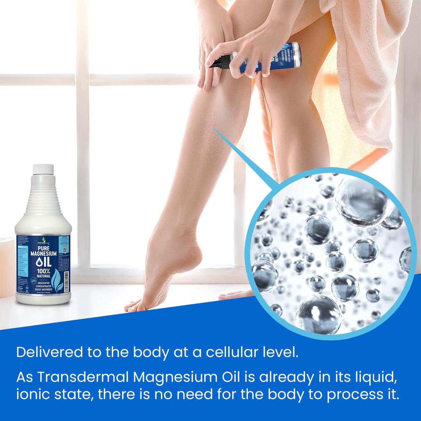 Pure Magnesium Oil Spray 12oz - Topical Magnesium Spray for Sleep Extra Strength - Less Sting - Less Itch - 100% Natural and Organic Oil - Made in USA