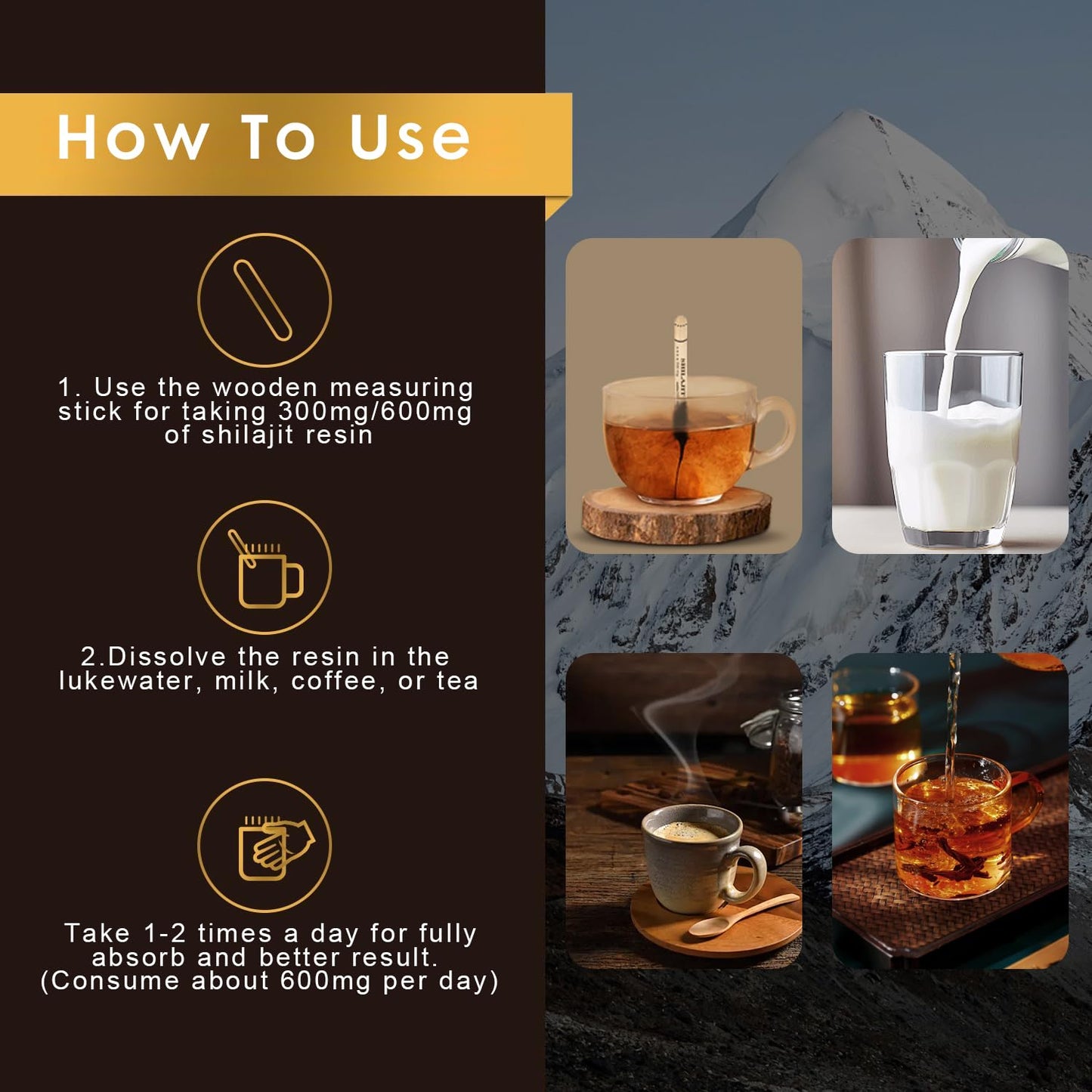 Shilajit Pure Himalayan Organic Shilajit Resin, 800mg Gold Grade Natural Shilajit for Men & Women, with 85+ Fulvic Acid & Trace Minerals, Energy Boost, Immune Support, 30 Grams