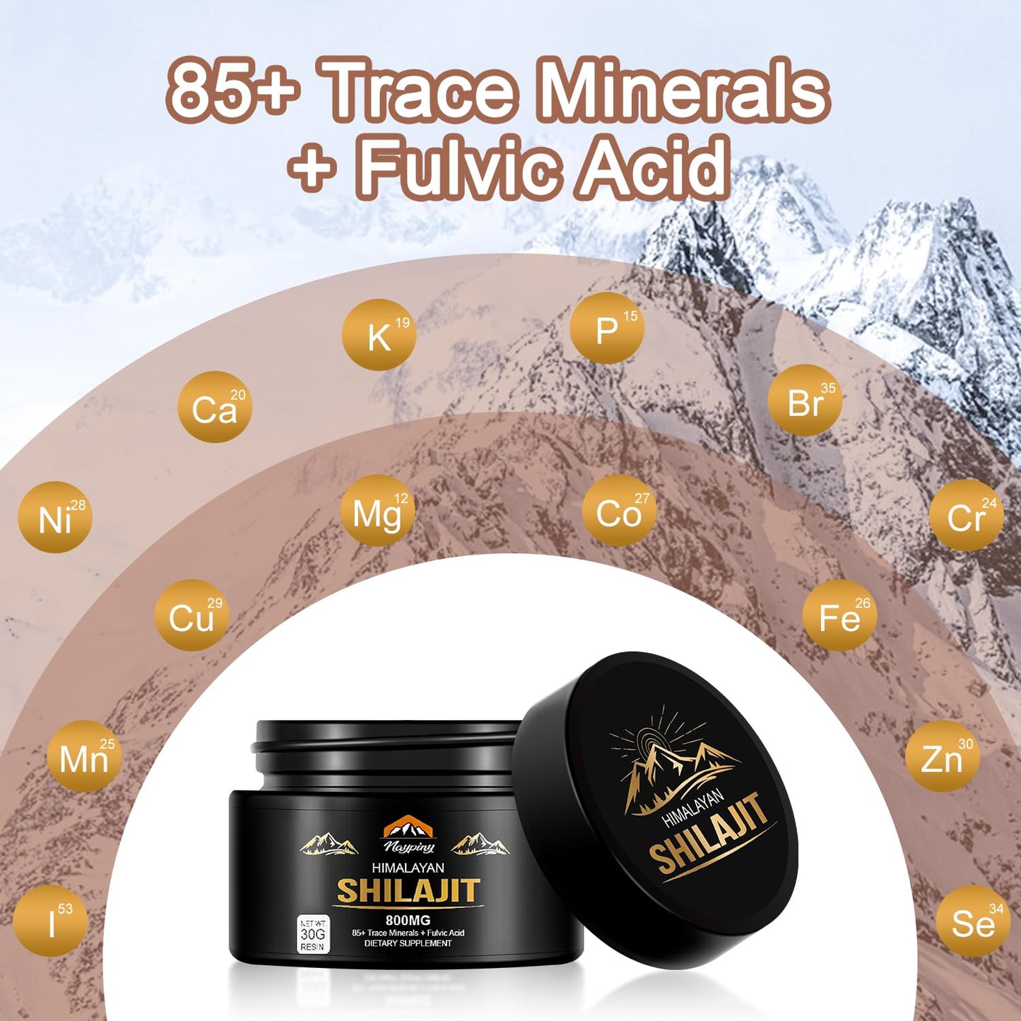 Shilajit Pure Himalayan Organic Shilajit Resin, 800mg Gold Grade Natural Shilajit for Men & Women, with 85+ Fulvic Acid & Trace Minerals, Energy Boost, Immune Support, 30 Grams