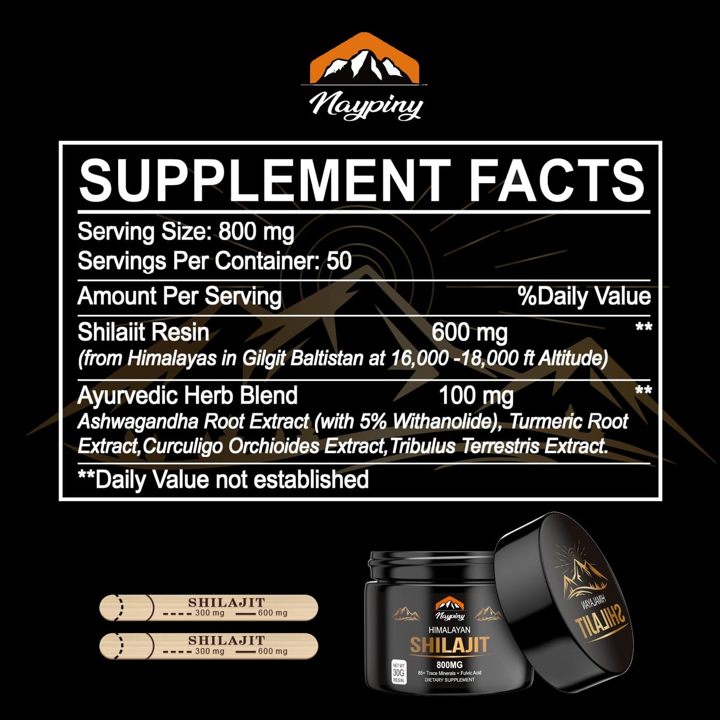 Shilajit Pure Himalayan Organic Shilajit Resin, 800mg Gold Grade Natural Shilajit for Men & Women, with 85+ Fulvic Acid & Trace Minerals, Energy Boost, Immune Support, 30 Grams