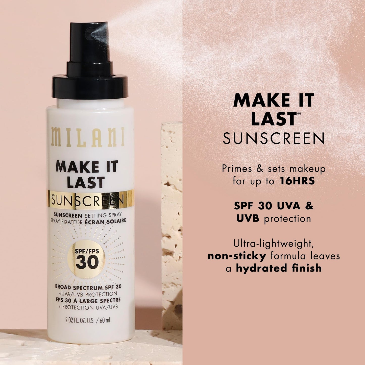 Milani Setting Spray + Primer, Make It Last Original - Natural Finish with Niacinamide for Hydration, Setting Spray for Makeup and Face Primer, 3-in-1 Prime + Hydrate + Set, 2.03 Fl. Oz