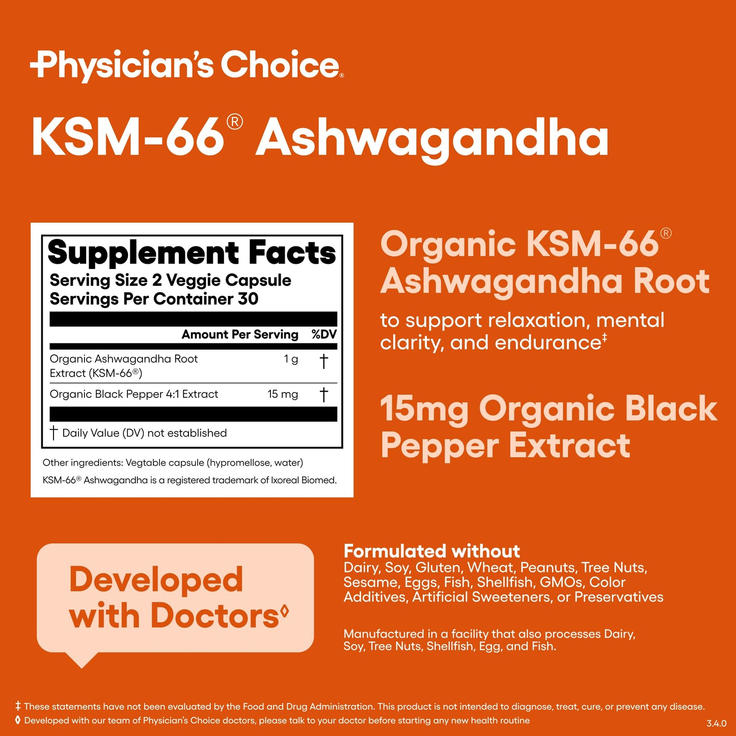 KSM-66 Ashwagandha Root Powder Extract 1,000mg - Clinically Studied Organic Ashwagandha with Black Pepper for Maximum Absorption - 5% Withanolides - Stress, Mood & Athletic Support - 60 Vegan Capsules