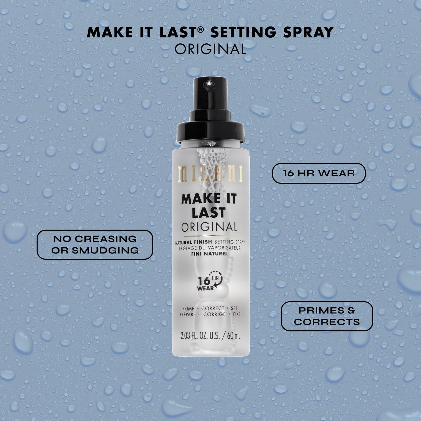 Milani Setting Spray + Primer, Make It Last Original - Natural Finish with Niacinamide for Hydration, Setting Spray for Makeup and Face Primer, 3-in-1 Prime + Hydrate + Set, 2.03 Fl. Oz