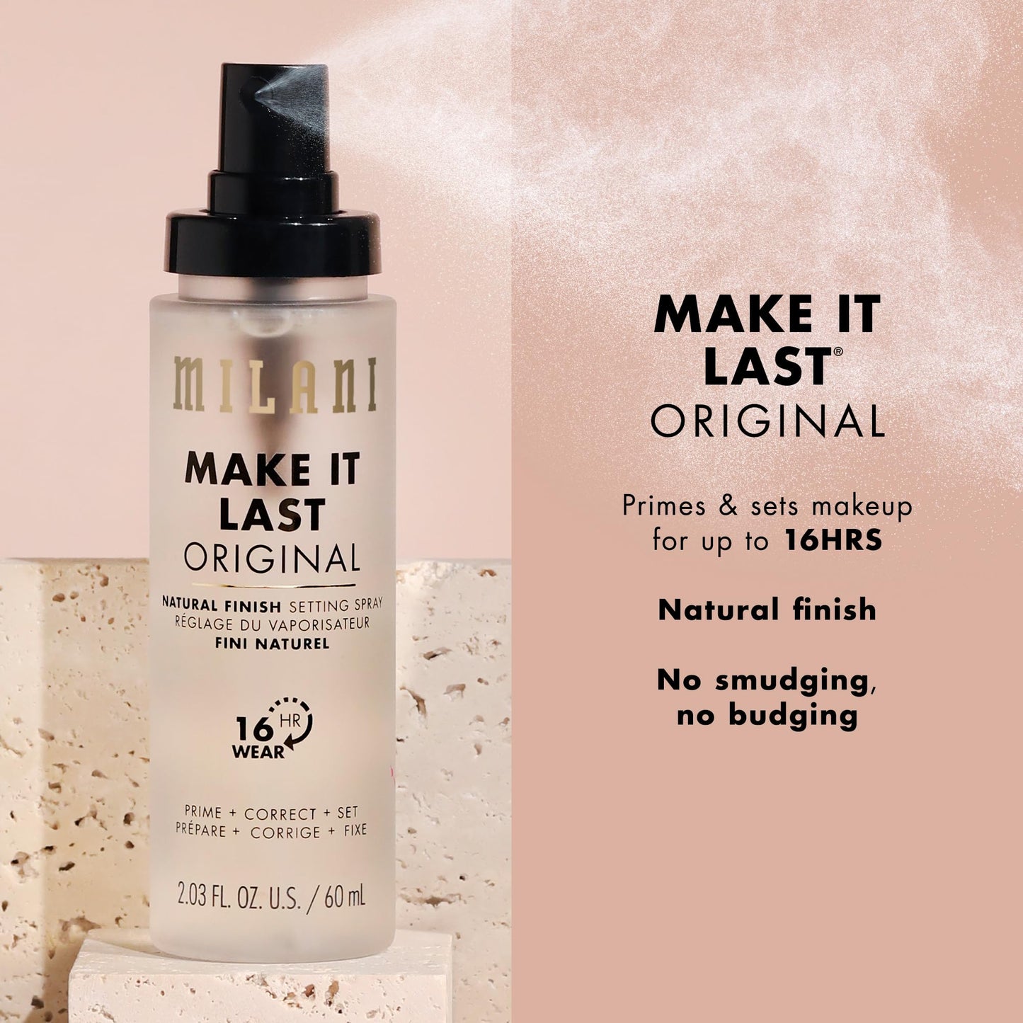 Milani Setting Spray + Primer, Make It Last Original - Natural Finish with Niacinamide for Hydration, Setting Spray for Makeup and Face Primer, 3-in-1 Prime + Hydrate + Set, 2.03 Fl. Oz