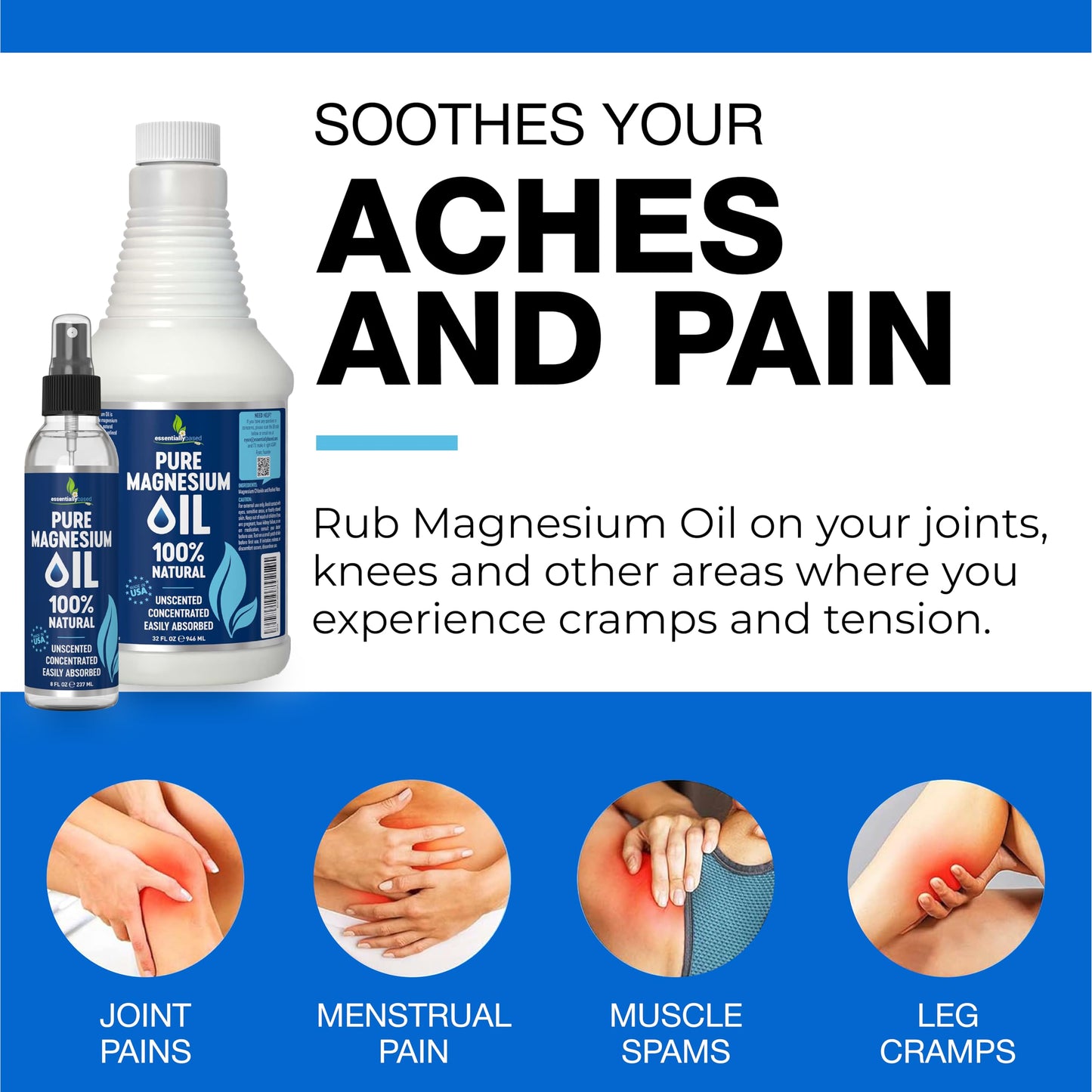 Pure Magnesium Oil Spray 12oz - Topical Magnesium Spray for Sleep Extra Strength - Less Sting - Less Itch - 100% Natural and Organic Oil - Made in USA