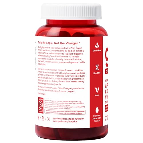 Goli Zero Sugar Trio- World's First 3-in-1 Pre, Post, Probiotic, Apple Cider Vinegar with Vitamin B12 and Probiotics, Ashwagandha & L-Theanine, Vitamin D gummies. Vegan, Gelatin & Gluten-Free, Non-GMO