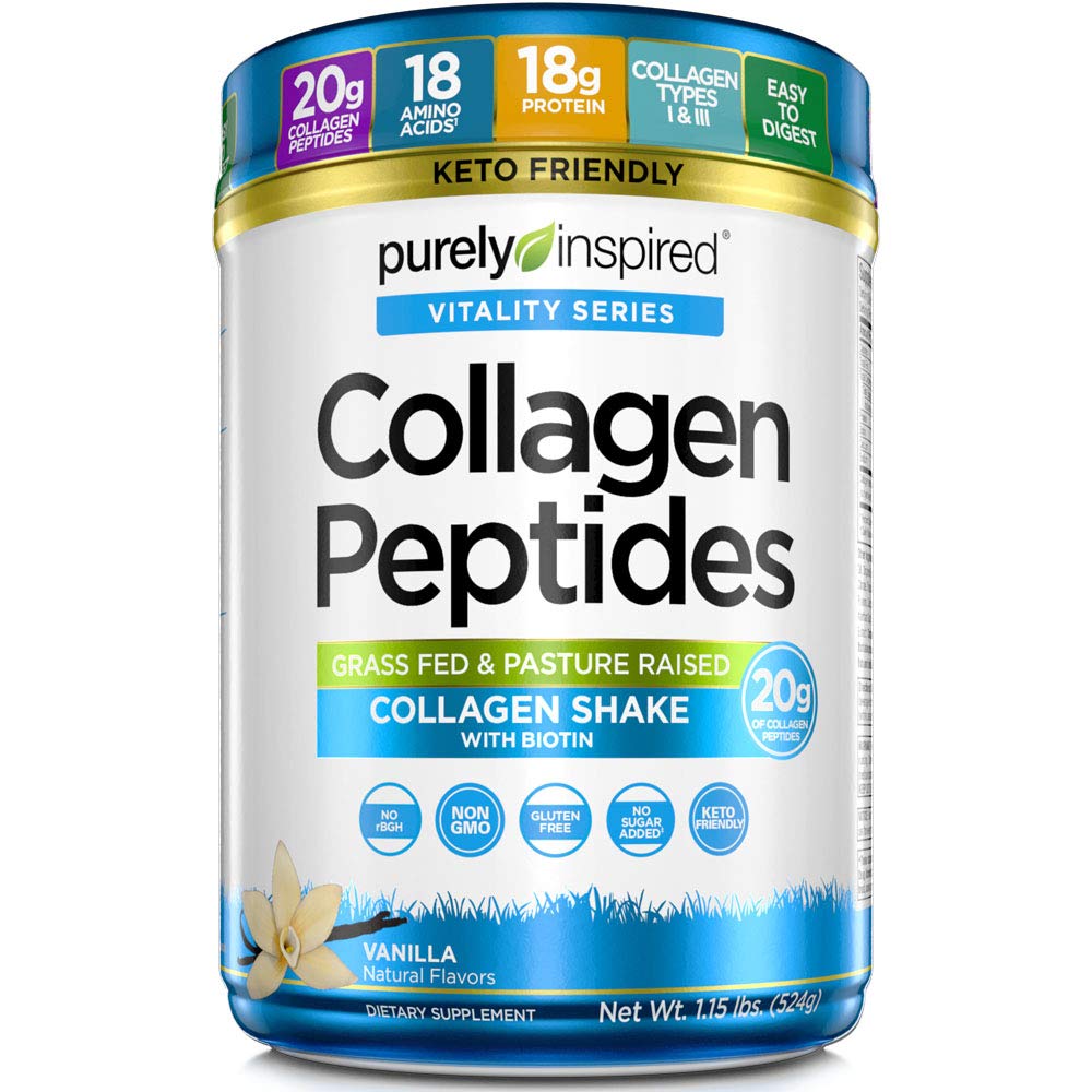 Purely Inspired Collagen Powder, Unflavored (20 Servings) - 20g Collagen Peptides Protein Powder for Women & Men - Grass-Fed & Pasture Raised - Gluten-Free, Paleo & Keto-Friendly Collagen Drink