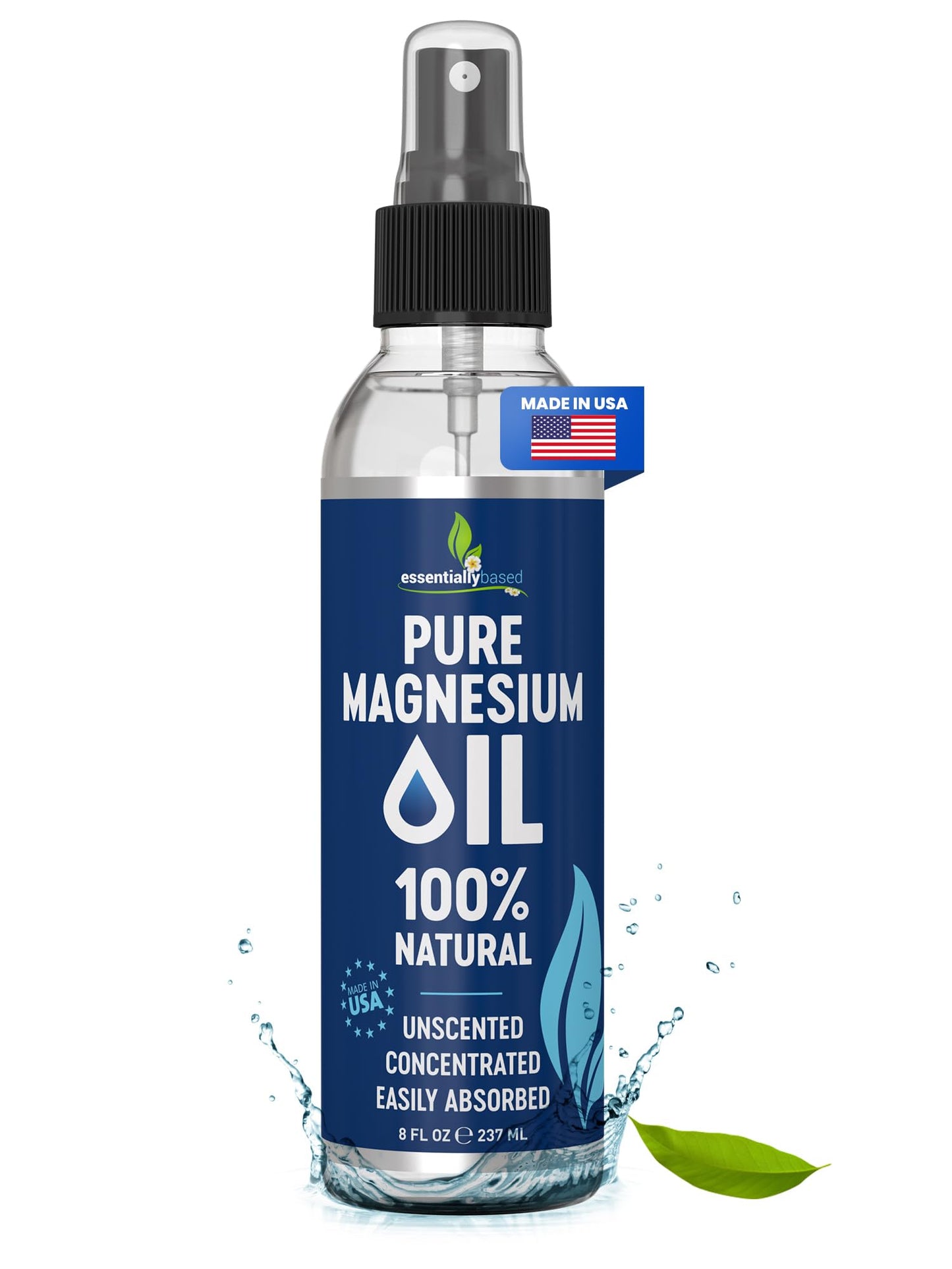 Pure Magnesium Oil Spray 12oz - Topical Magnesium Spray for Sleep Extra Strength - Less Sting - Less Itch - 100% Natural and Organic Oil - Made in USA