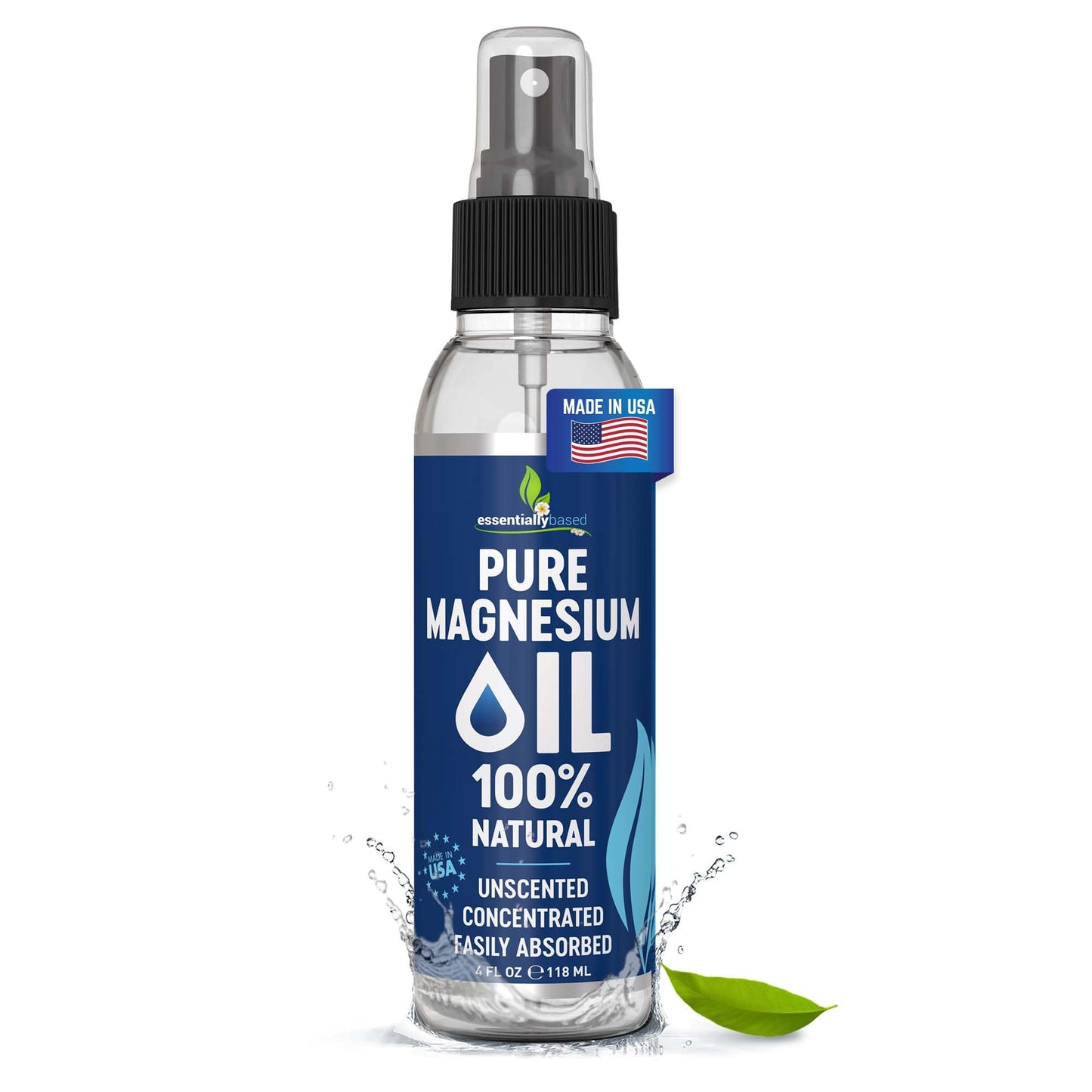 Pure Magnesium Oil Spray 12oz - Topical Magnesium Spray for Sleep Extra Strength - Less Sting - Less Itch - 100% Natural and Organic Oil - Made in USA