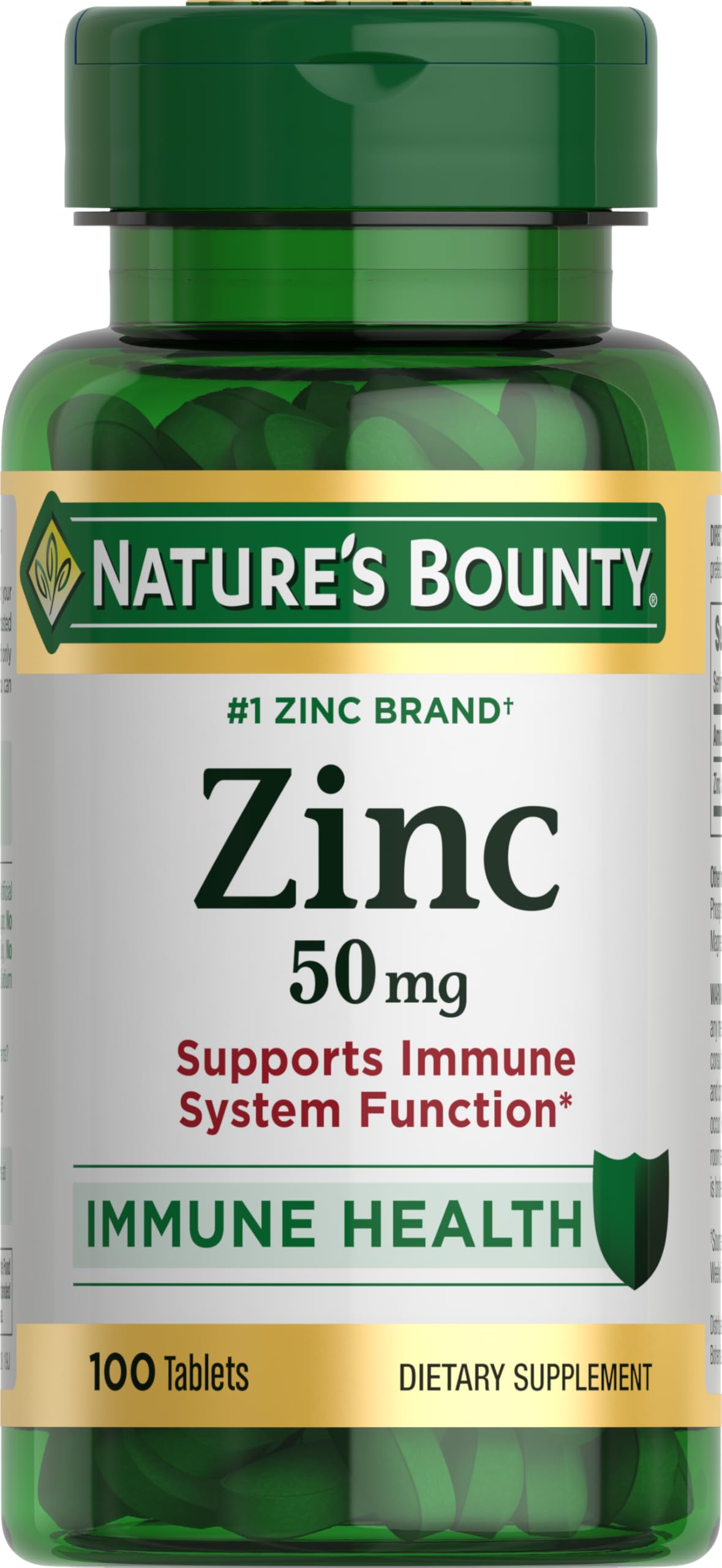 Nature’s Bounty Zinc 50mg | Immune System, Skin, & Antioxidant Health Support | Contributes to DNA Formation | Vegetarian, Non-GMO, Gluten Free | 100 Caplets, 1 Serving Per Day for Daily Health