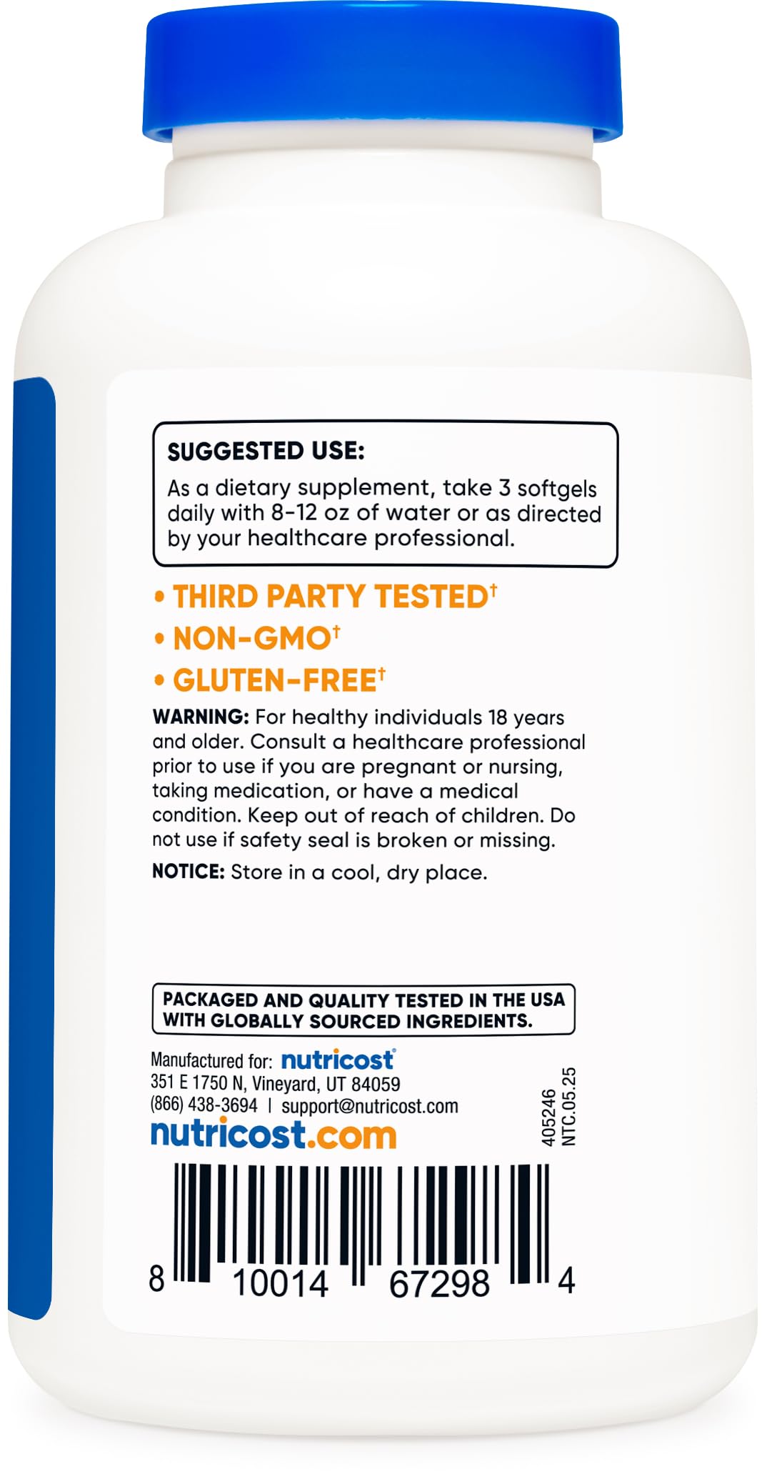 Nutricost Omega 3 Fish Oil - 2500MG, 120 Softgels (40 Serv) - Fish Oil, Wild Caught! 1200mg EPA 850mg DHA - Non-GMO, Gluten Free