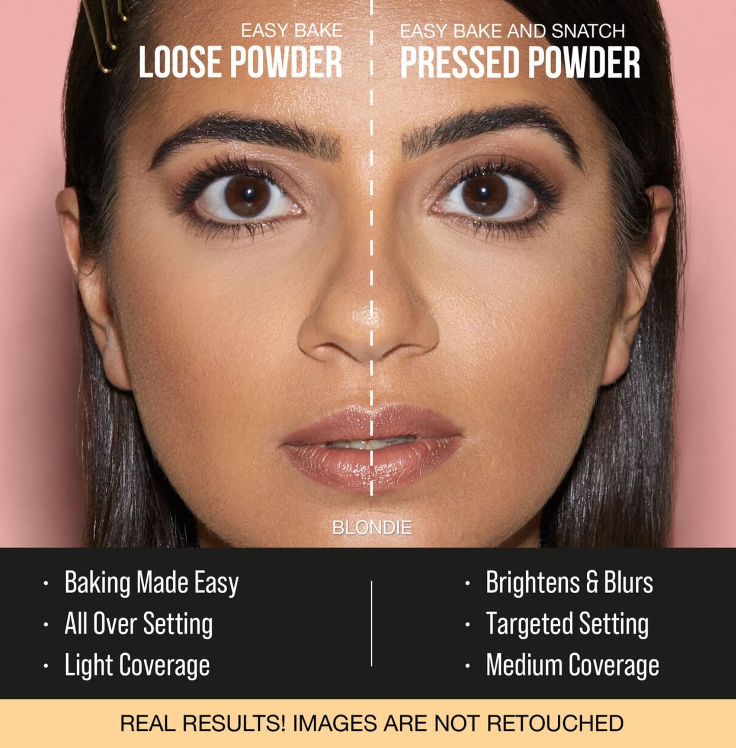 Huda Beauty Mini Easy Bake Loose Baking & Setting Powder - Cherry Blossom Cake (fair to medium with true pink undertones) 0.21 oz / 6 g