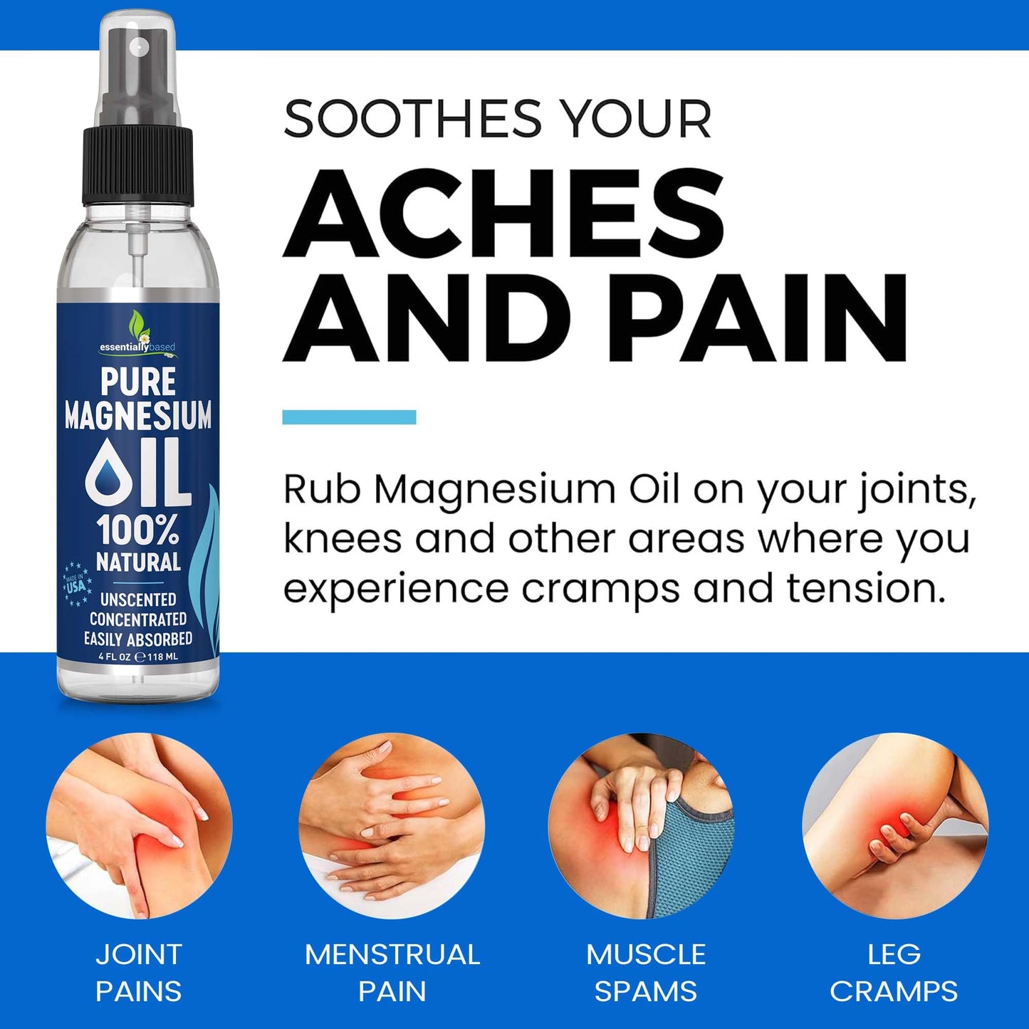 Pure Magnesium Oil Spray 12oz - Topical Magnesium Spray for Sleep Extra Strength - Less Sting - Less Itch - 100% Natural and Organic Oil - Made in USA