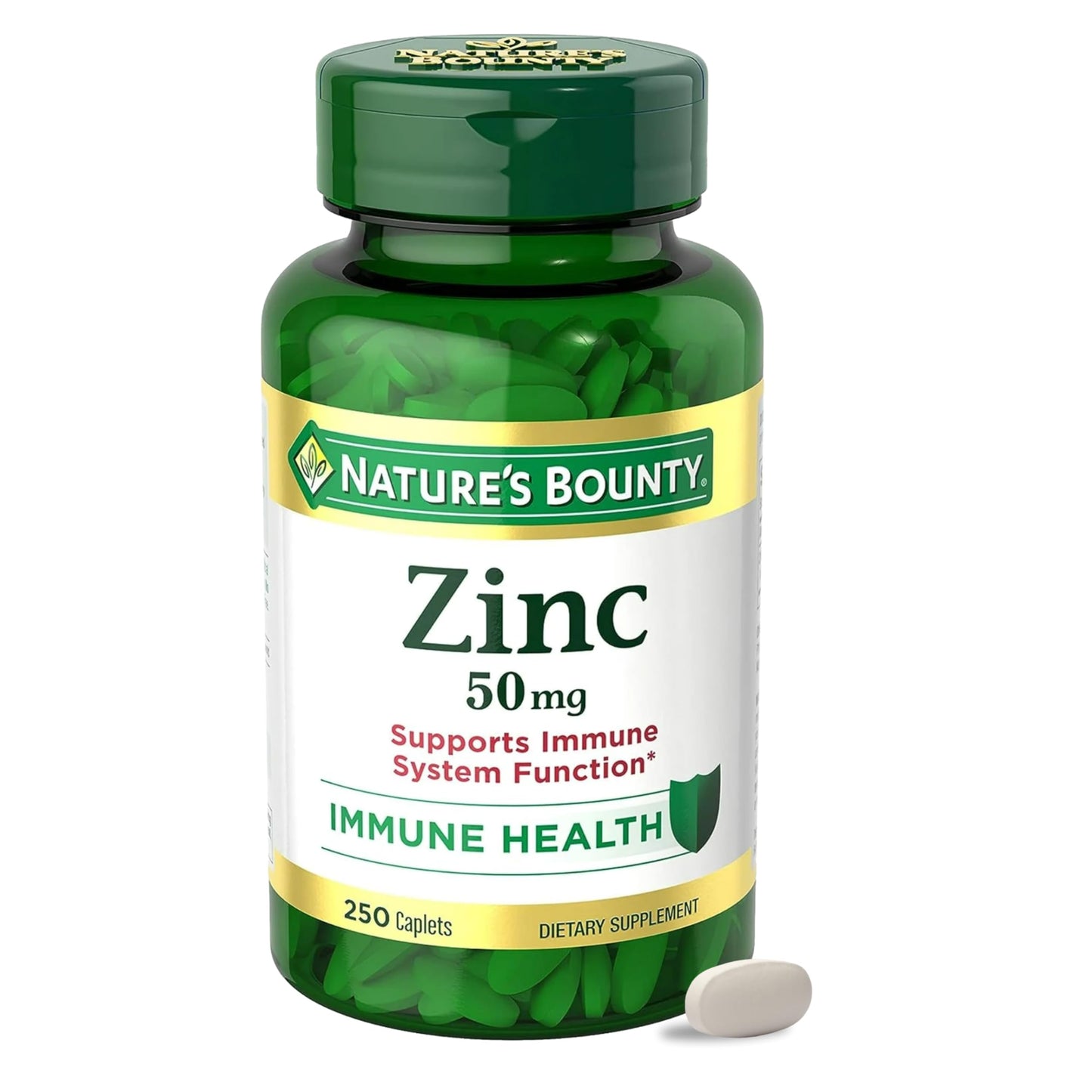Nature’s Bounty Zinc 50mg | Immune System, Skin, & Antioxidant Health Support | Contributes to DNA Formation | Vegetarian, Non-GMO, Gluten Free | 100 Caplets, 1 Serving Per Day for Daily Health