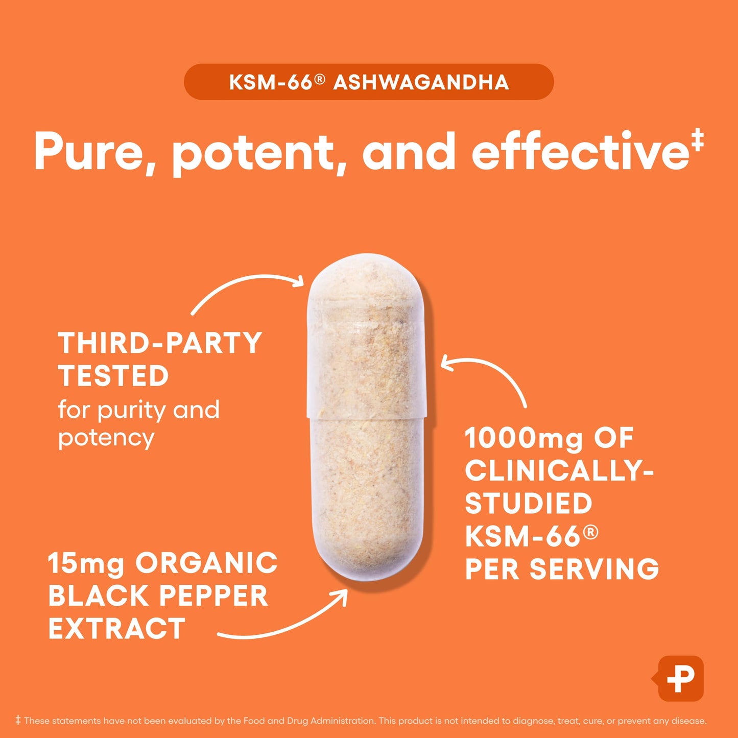 KSM-66 Ashwagandha Root Powder Extract 1,000mg - Clinically Studied Organic Ashwagandha with Black Pepper for Maximum Absorption - 5% Withanolides - Stress, Mood & Athletic Support - 60 Vegan Capsules