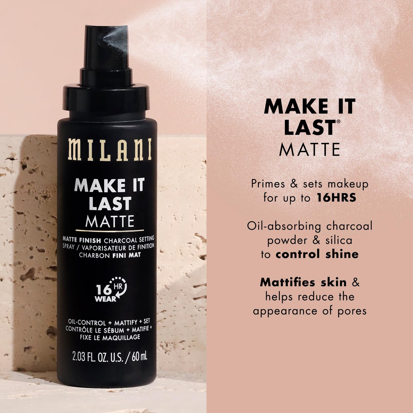 Milani Setting Spray + Primer, Make It Last Original - Natural Finish with Niacinamide for Hydration, Setting Spray for Makeup and Face Primer, 3-in-1 Prime + Hydrate + Set, 2.03 Fl. Oz