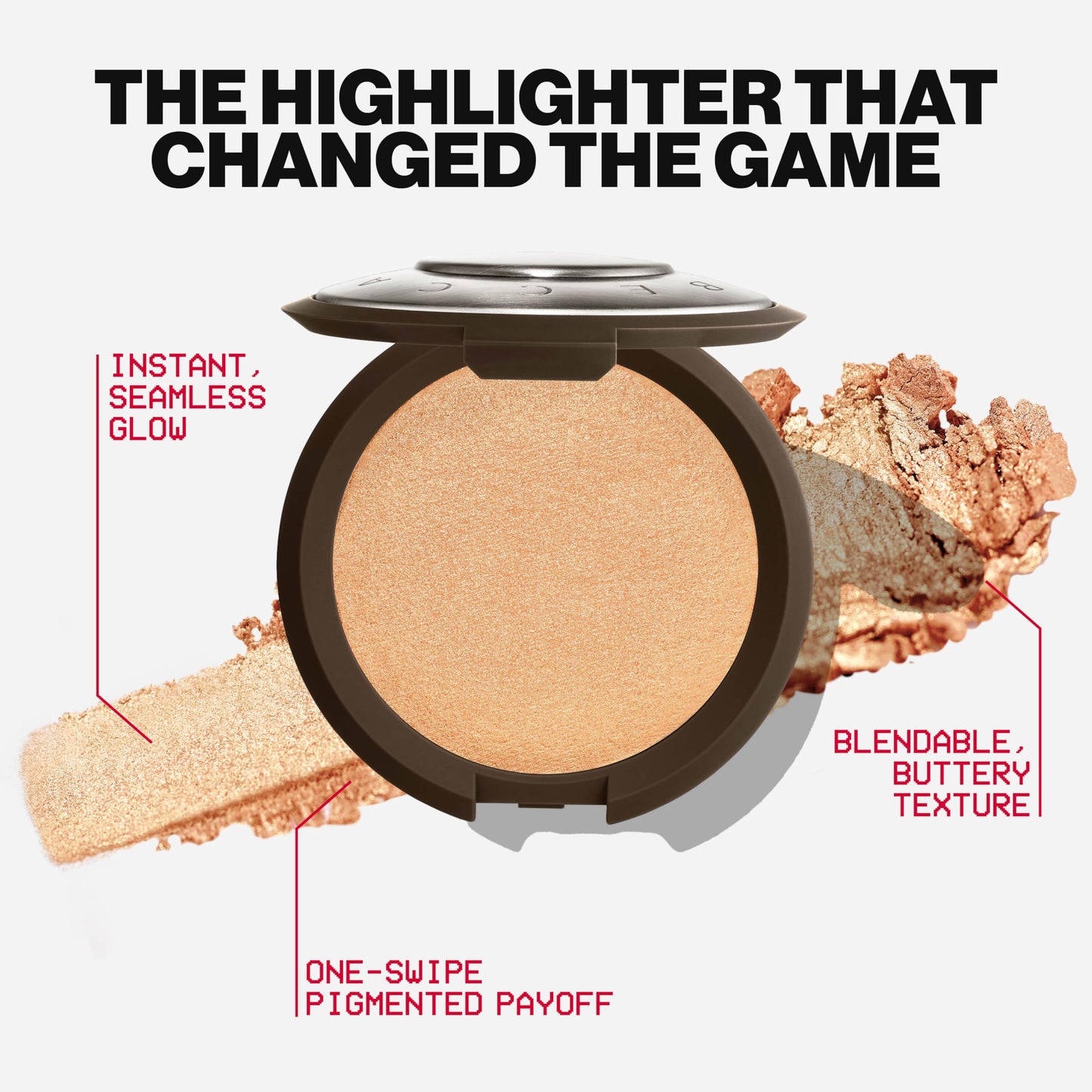 Smashbox X BECCA Shimmering Skin Perfector Pressed Highlighter | Luminous Glow + Buildable, 0.25 Ounce, Champagne Pop
