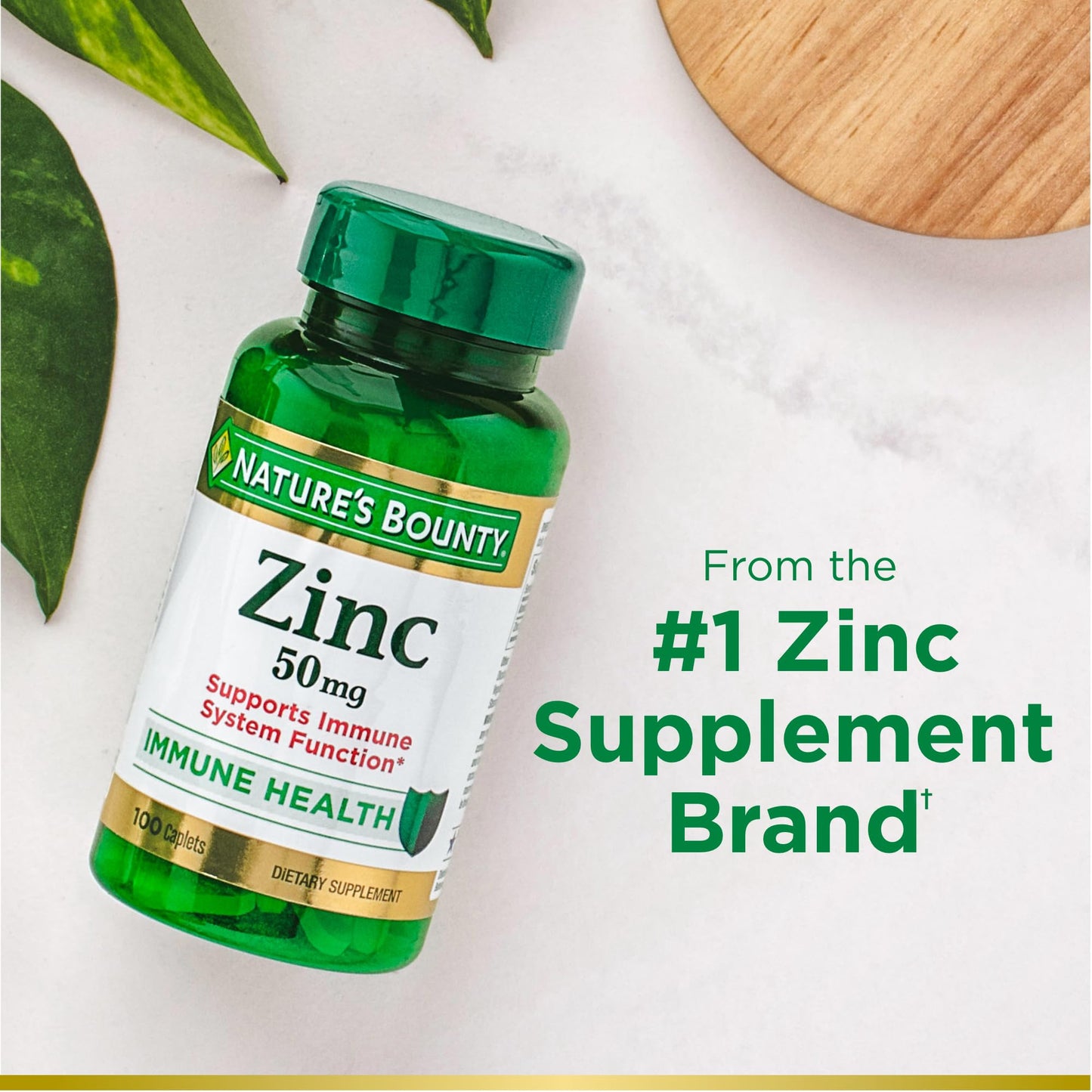 Nature’s Bounty Zinc 50mg | Immune System, Skin, & Antioxidant Health Support | Contributes to DNA Formation | Vegetarian, Non-GMO, Gluten Free | 100 Caplets, 1 Serving Per Day for Daily Health