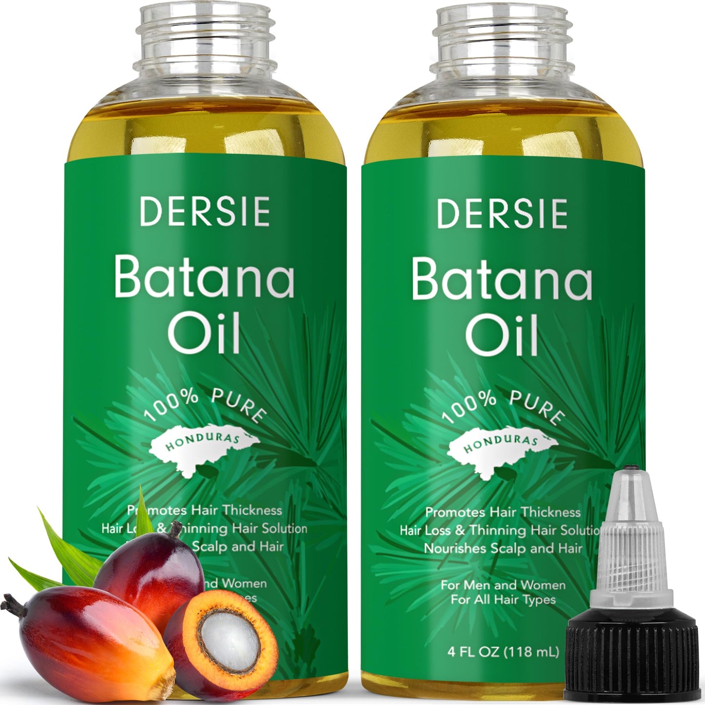Dersie Batana Oil for Hair Growth: Dr Sebi Organic Raw Batana Oil from Honduras - 100% Pure & Natural - For Thicker & Stronger Hair - 4 FL OZ