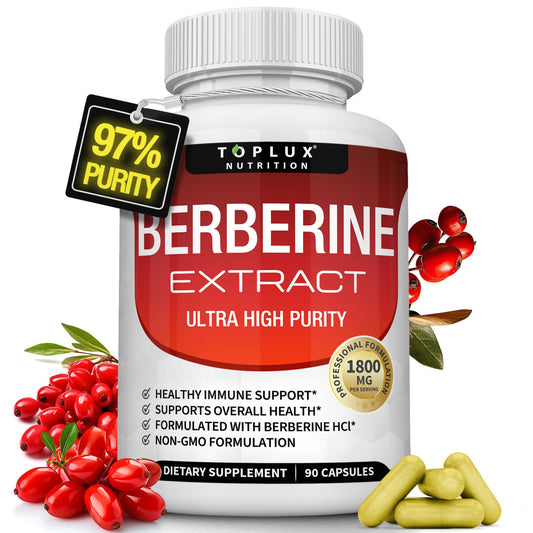 Berberine Supplement 1800mg - Berberine HCL 97% Tested Ultra High Purity Premium Berberine Extract to Support Overall Health, High Potency Berberine Plus Non-GMO Vegan Men Women, 90 Capsules